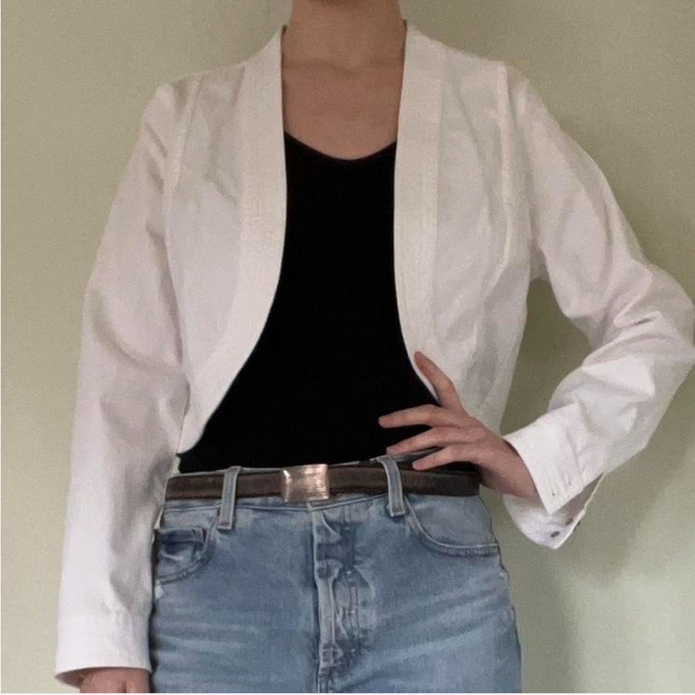 vintage y2k white denim jacket